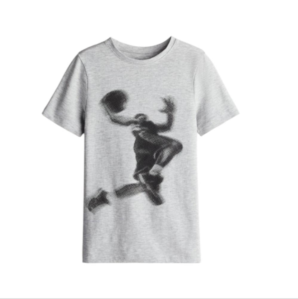 H&M Light Grey Marle Print Cotton Tee